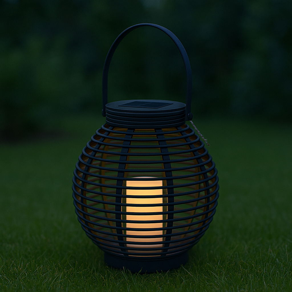 Garten Laterne Rattan-Optik 43,5 x Ø 38 cm Anthrazit Solarbetrieben Dekolicht